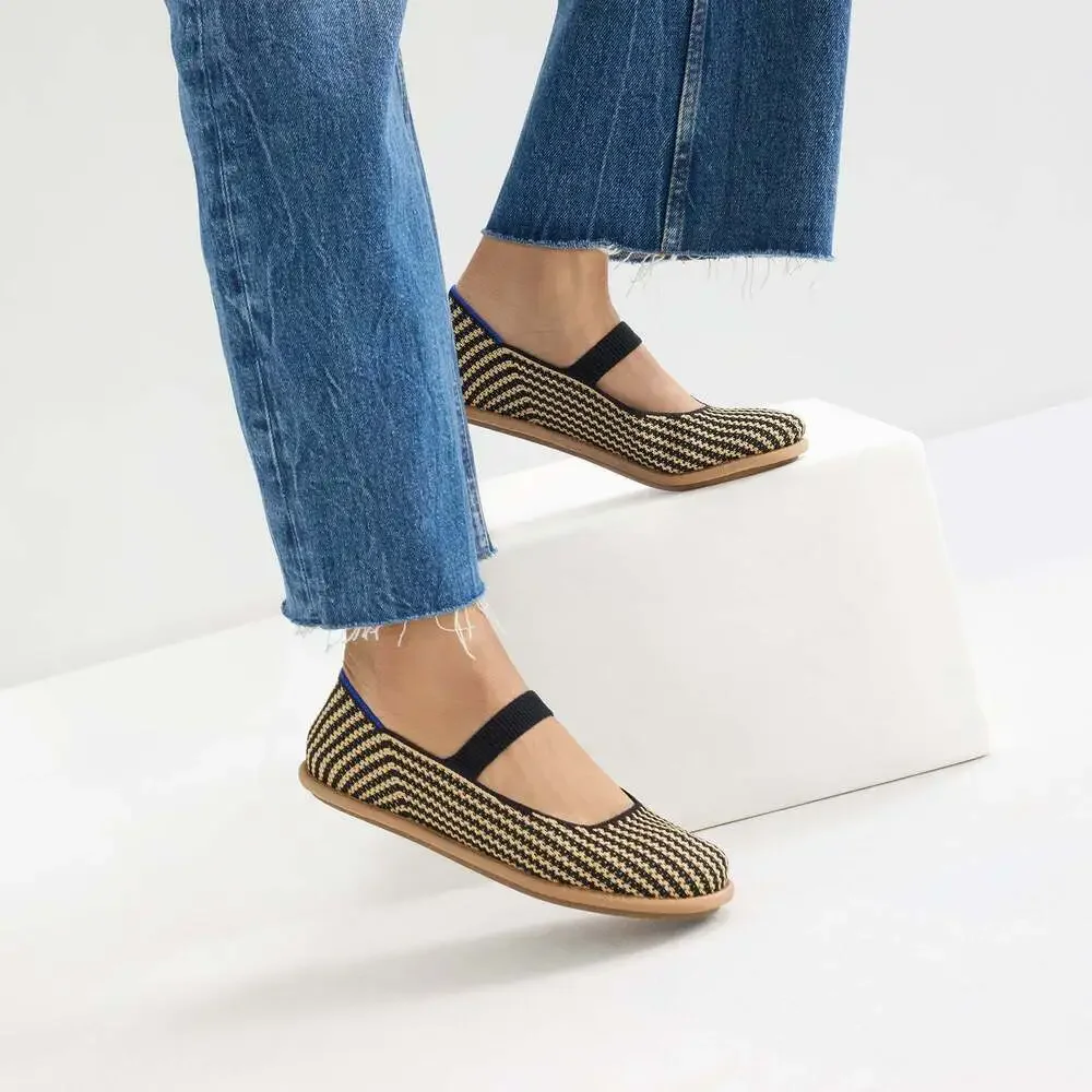 New in box - Rothy's The Cruiser Mary Jane - Toffee Stripe Size 9.5